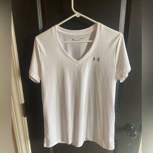 Under Armour white v neck heat gear shirt